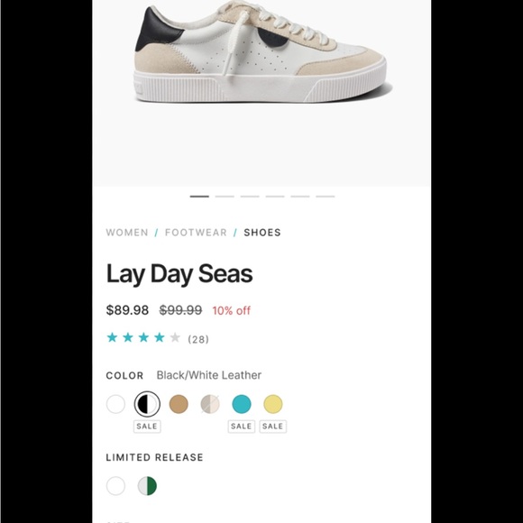 Reef Women's Lay Day Seas Sneakers - Cream and Black - Picture 2 of 5